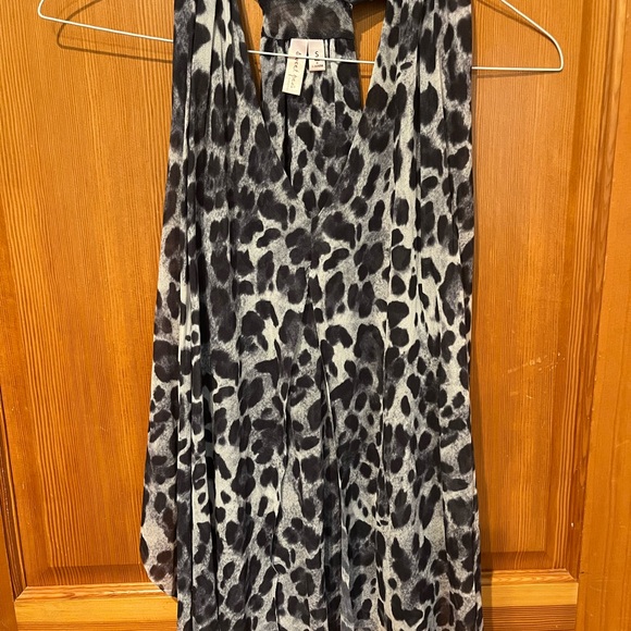 Sweet Pea Black and White Leopard Print Halter Top - Picture 2 of 5